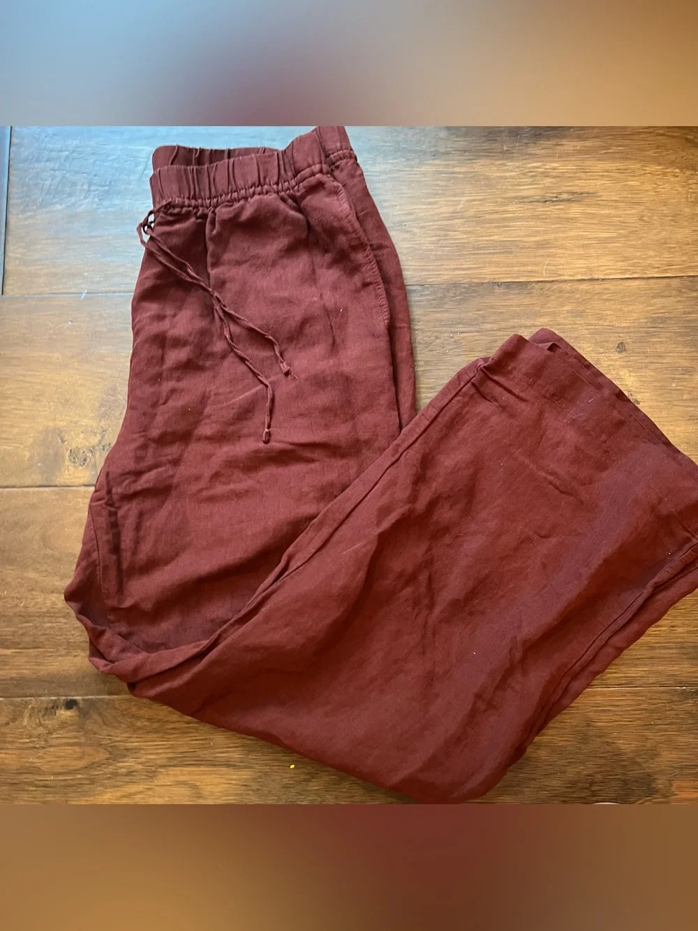 H&M Casual Drawstring Linen Pants - Burgundy